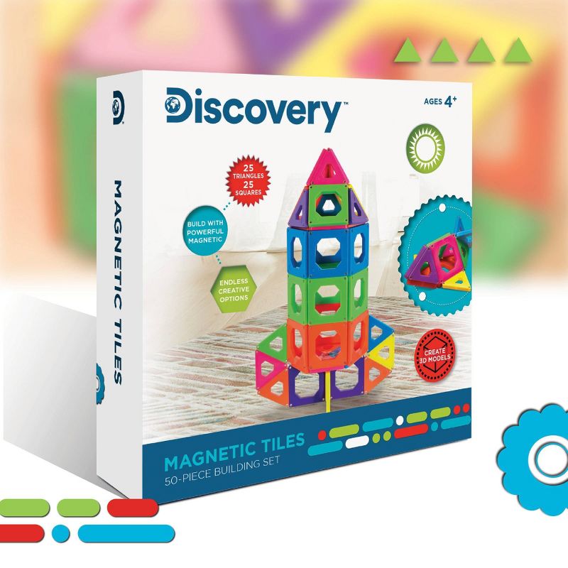 Discovery Kids Toy Magnetic Tiles Building Set 50pc
