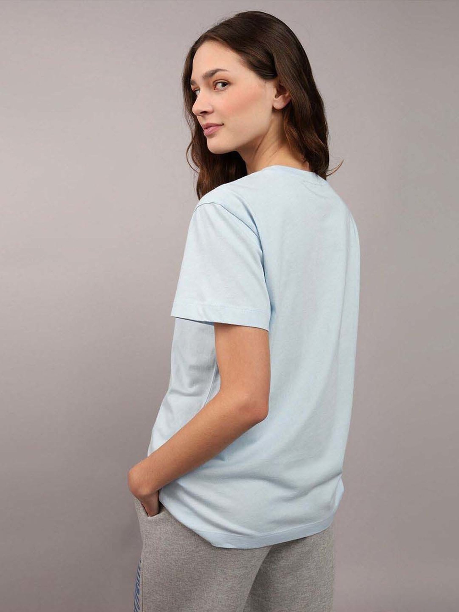 American Eagle Outfitters Blue Cotton Printed T-Shirt