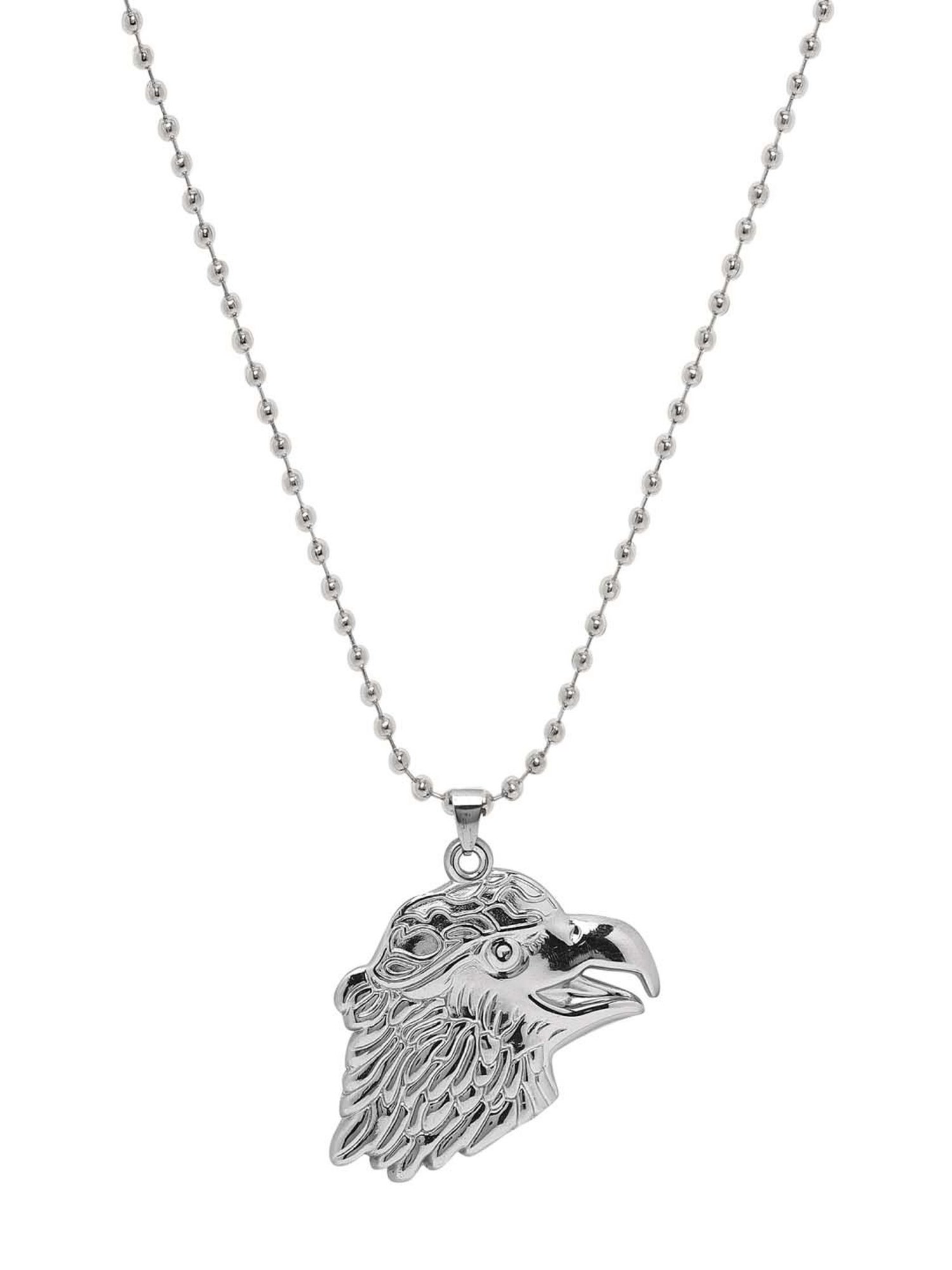 Bold by Priyaasi Majestic Eagle Face with Exquisite Silver-Plated Men's Chain