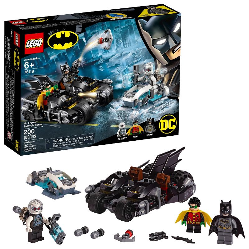LEGO DC Comics Super Heroes Batman Mr. Freeze Batcycle Battle Toy Motorcycle Building Set 76118