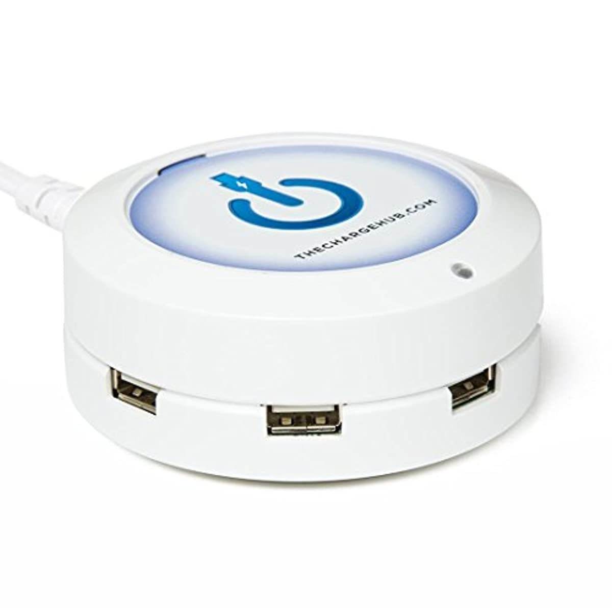 ChargeHub X5-5-Port USB Charger Desktop Charging Station 2.4A Per Port/25W - SmartSpeed Technology for iPhone X/8/7/6 Plus, iPad, Galaxy S9/S8/S7, Nexus, LG & Other Devices - Round (White)