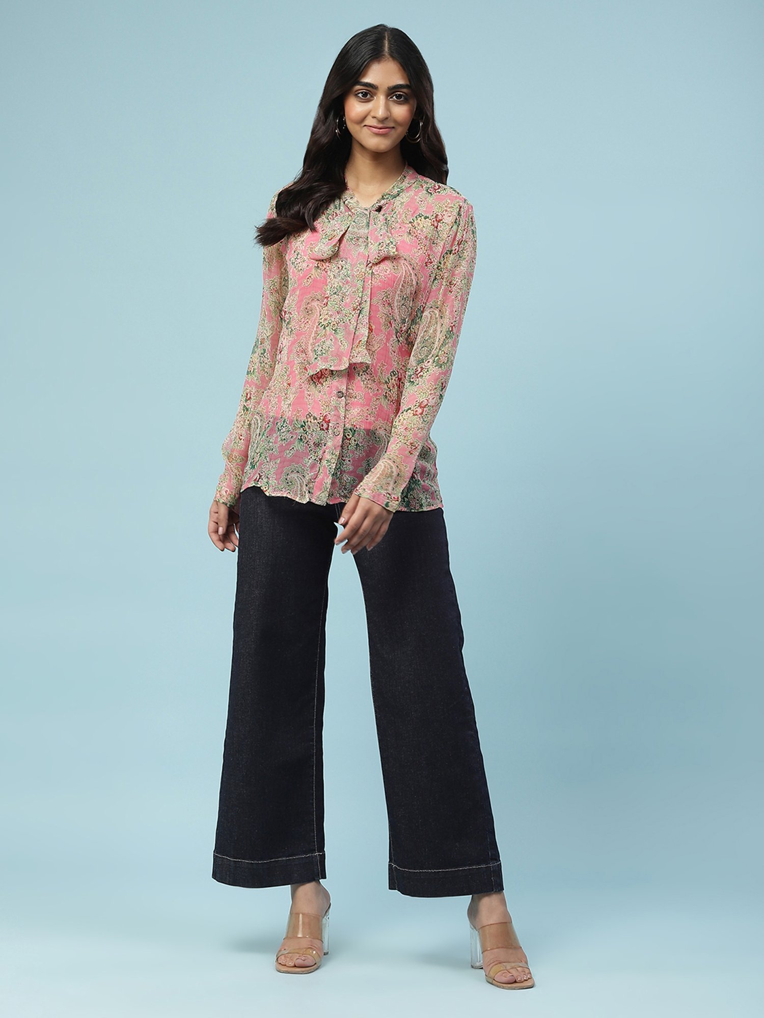 aarke Ritu Kumar Pink Printed Top With Camisole