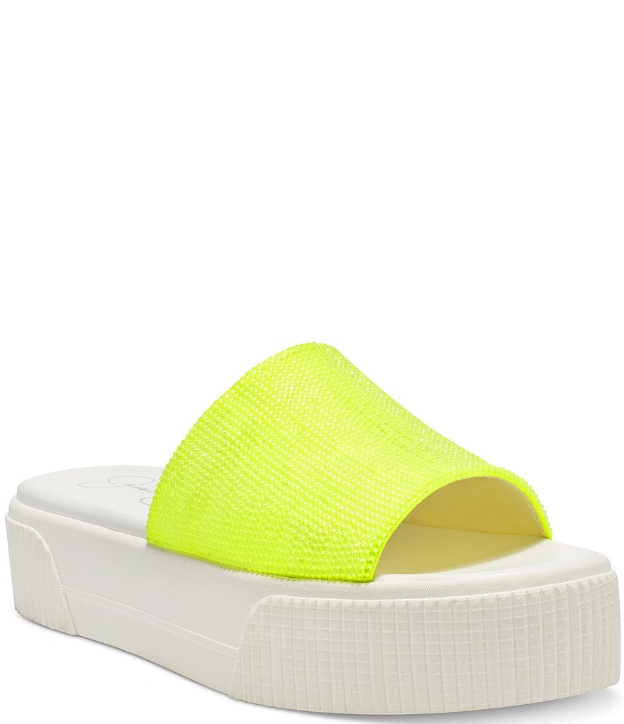 Jessica Simpson Ezira Athleisure Rhinestone Flatform Slides