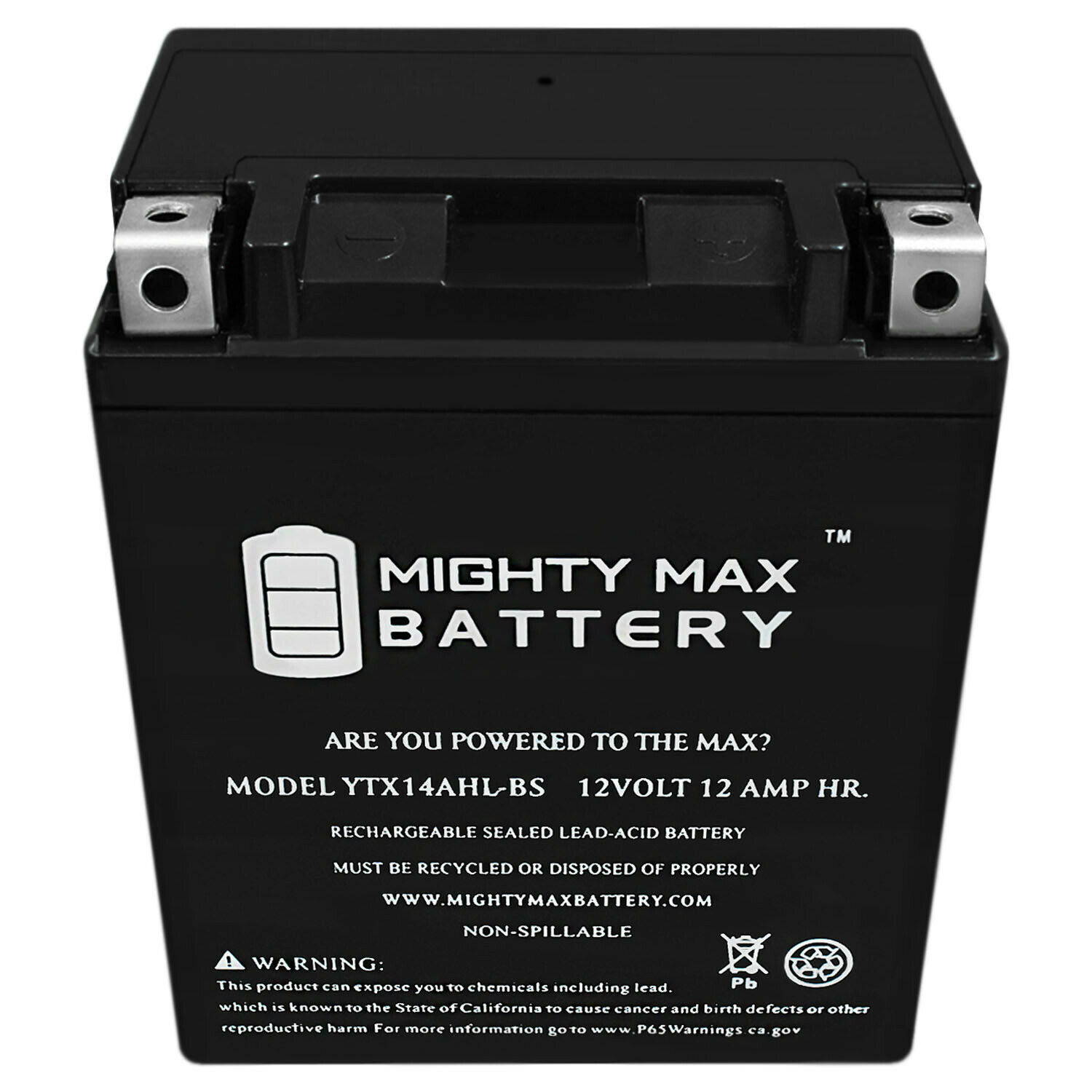 Mighty Max YTX14AHL Replaces Arctic Cat 500 Prowler 2-Up 91-93 + 12V 2Amp Chargr