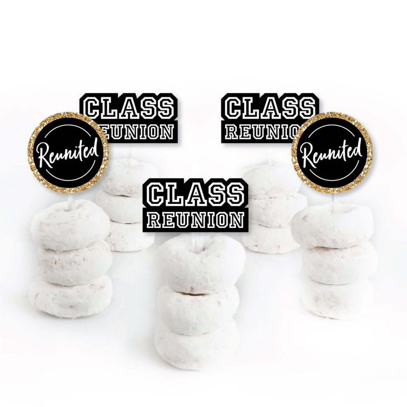 Big Dot of Happiness Reunited - Dessert Cupcake Toppers - School Class Reunion Party Clear Treat Picks - Set of 24