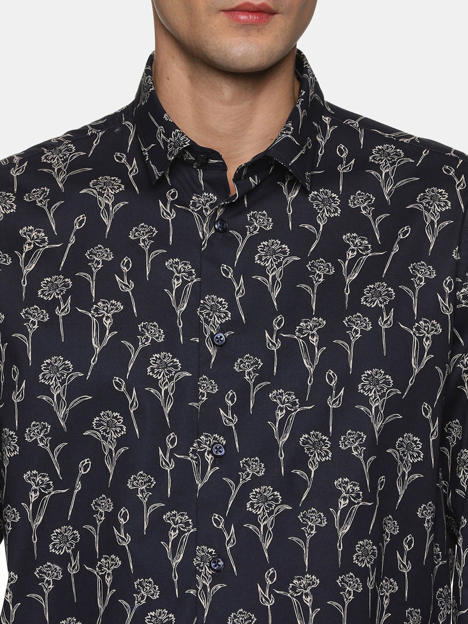 Don Vino Black Regular Fit Printed Shirt