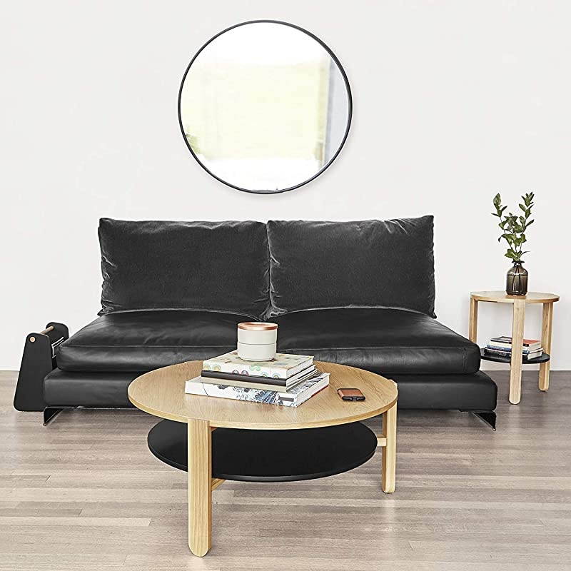 1008243040 Hub Wall Mirror With Rubber Frame 24Inch Round Wall Mirror for Entryways Washrooms Living Rooms and More Doubles as Modern Wall Art Black