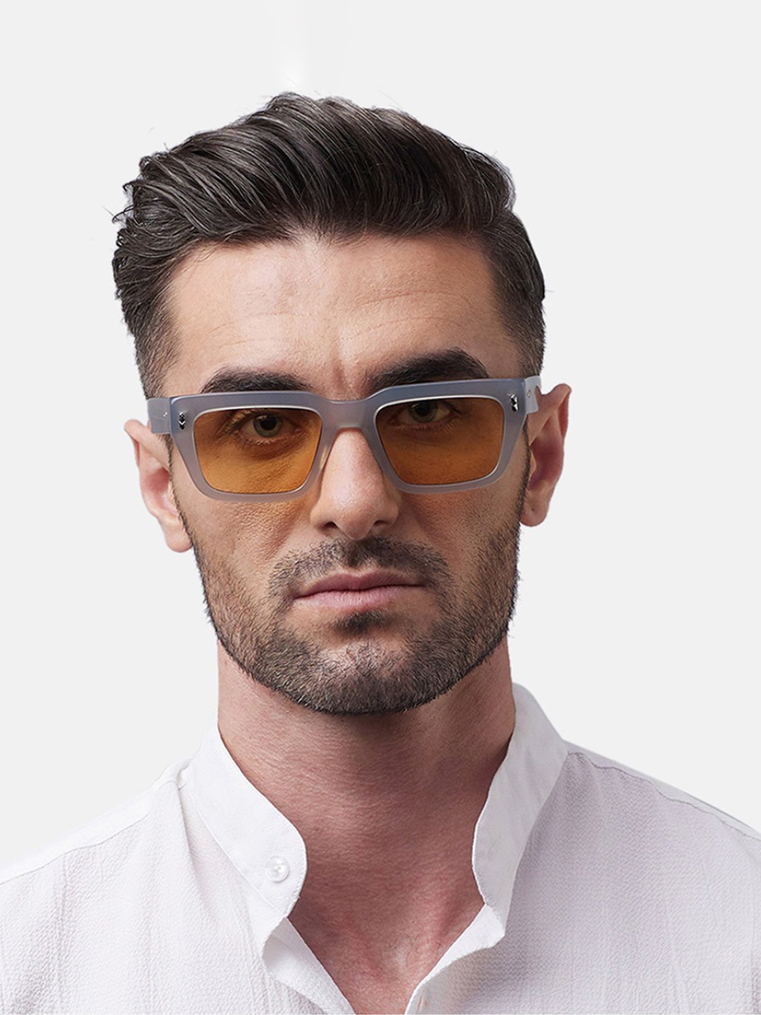 Shisen Fox Habiki Frost Rectangular Unisex UV Protection Sunglasses -53 mm