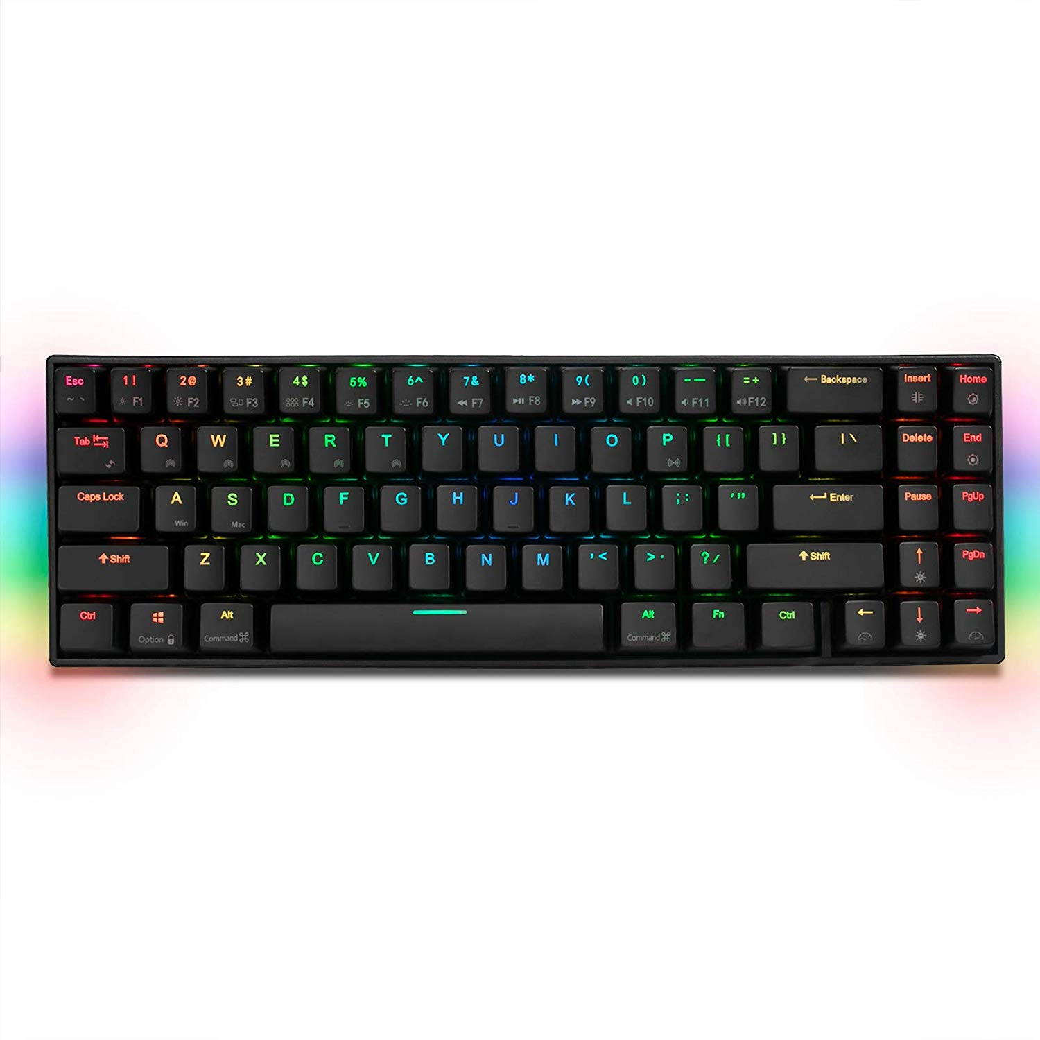 RK71 Mechanical Keyboard RGB Backlit 71 Keys Small Compact Gaming Keyboard, PBT Keycaps Wired/Wireless Bluetooth Mini Keyboard for iOS Android Windows PC and MacOS, Blue Switch( Cherry Blossom)