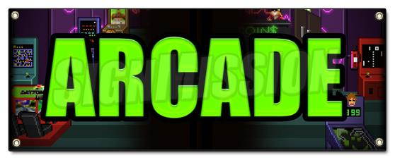 ARCADE BANNER SIGN video pinball skeeball bowling games shooting play