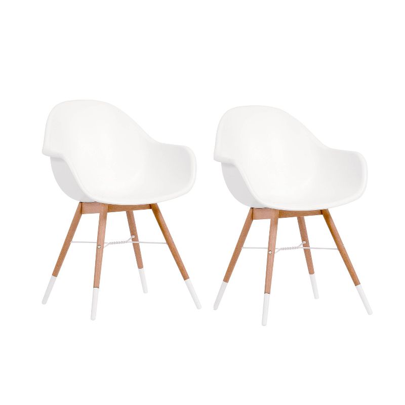 Metz 7pc Rectangular Teak Finish/Resin Patio Dining Set - White - Amazonia