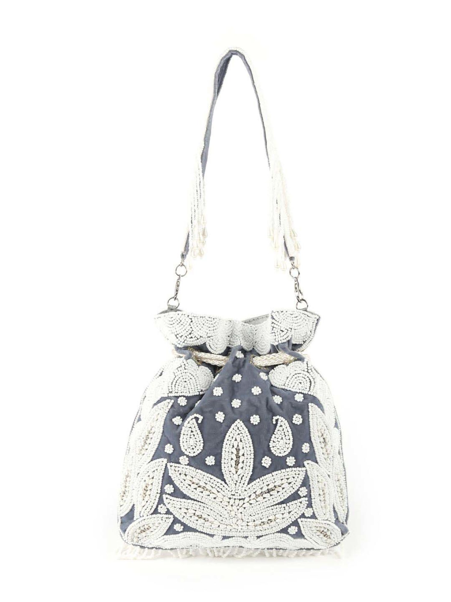 Odette Blue & White Embroidered Potli