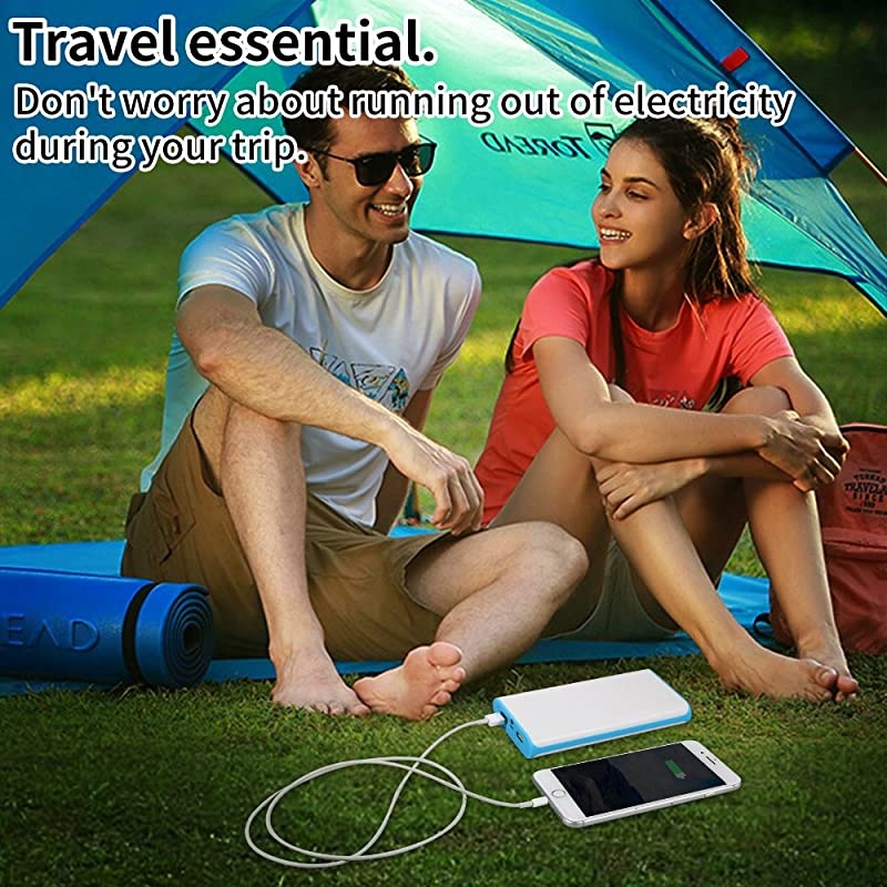 Phone Battery Pack,Dual USB Output Portable Cell Phone Charger, External Cell Phone Battery Pack, Power Bank with LED Light for Smart Phone, iPhone, iPad & Samsung Galaxy & More (Blue)