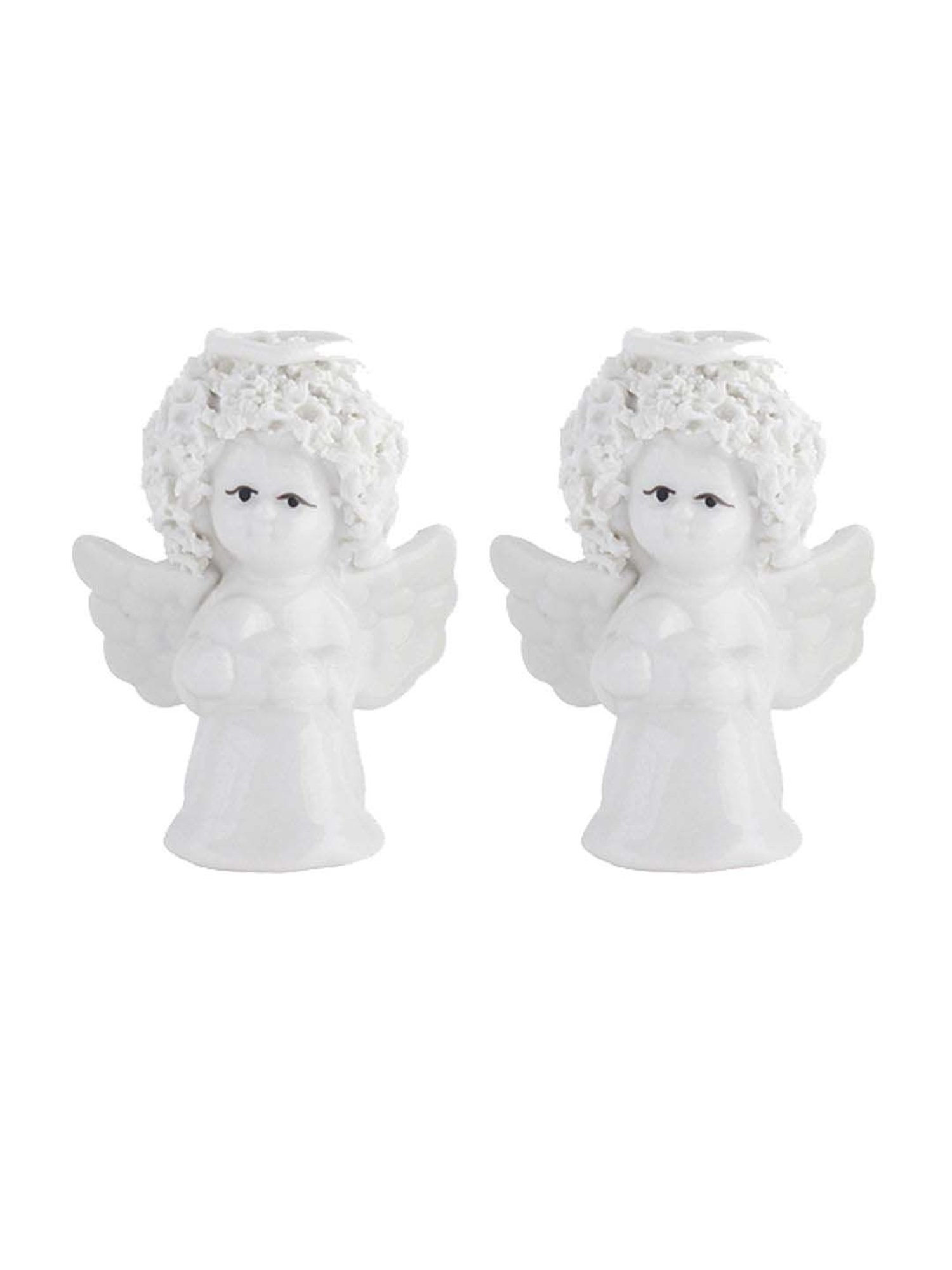 Tayhaa White Ceramic European Figurine Showpiece - Set of 2