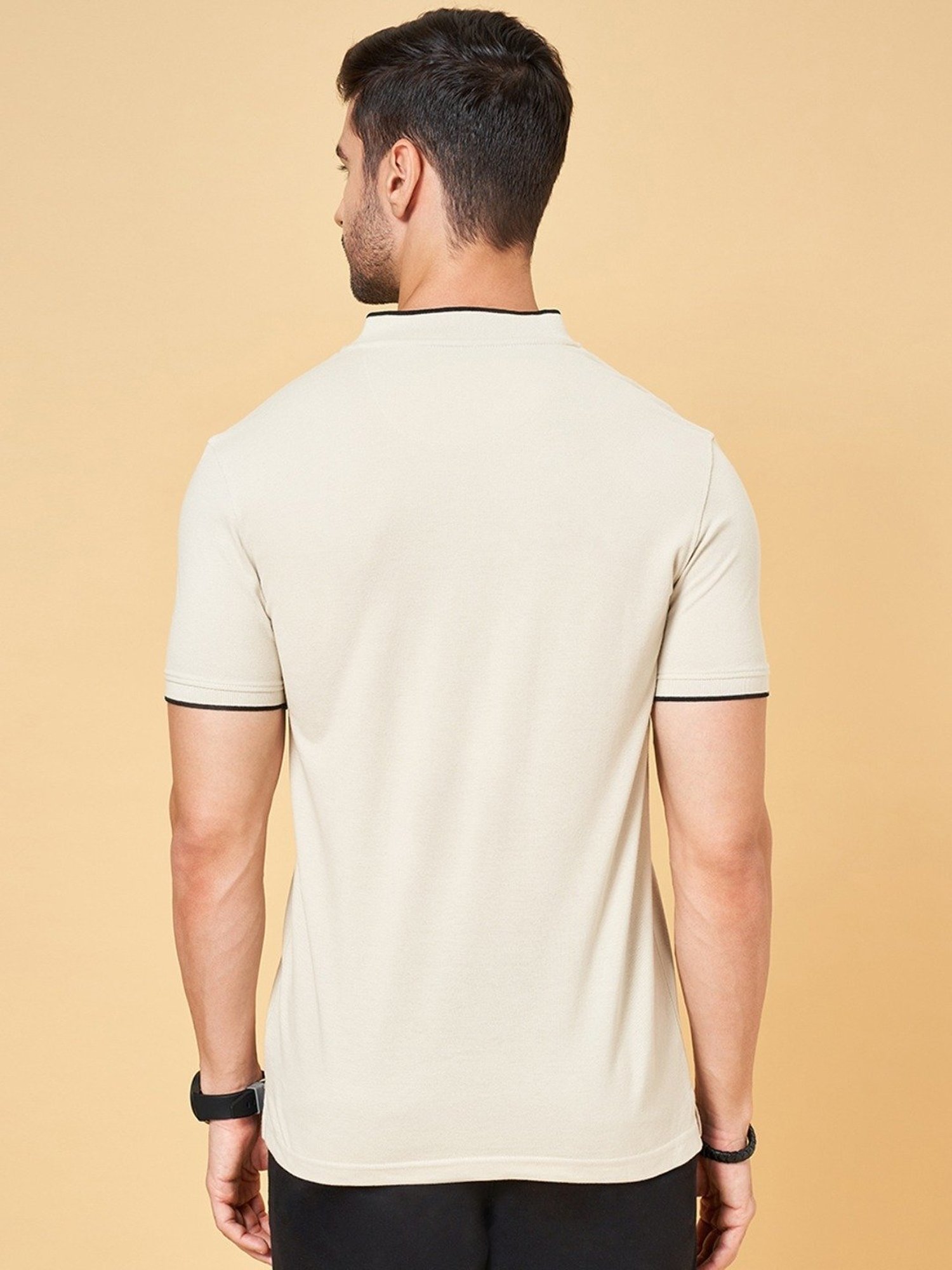 Byford by Pantaloons Beige Cotton Slim Fit T-Shirt