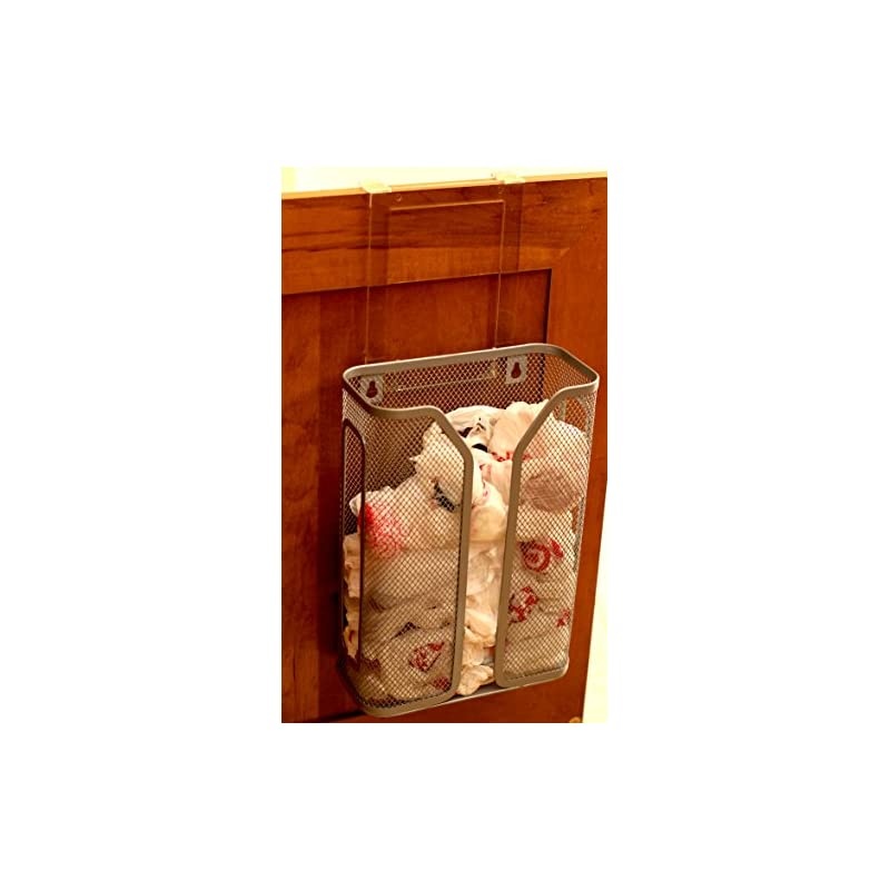 Over The Cabinet Door Bag Holder, Silver