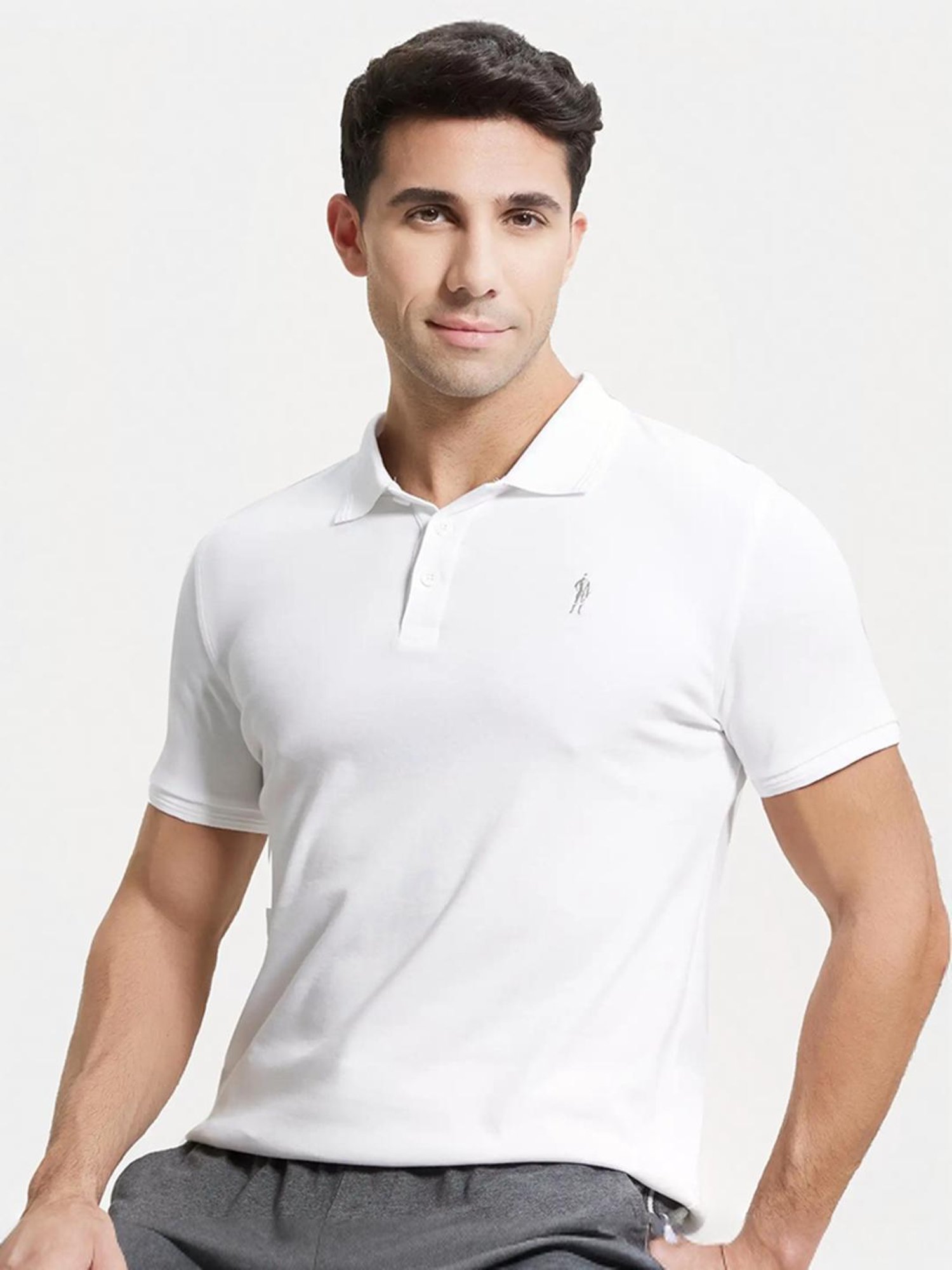 Jockey 3912 White Super Combed Cotton Rich Half Sleeves Polo T-Shirt