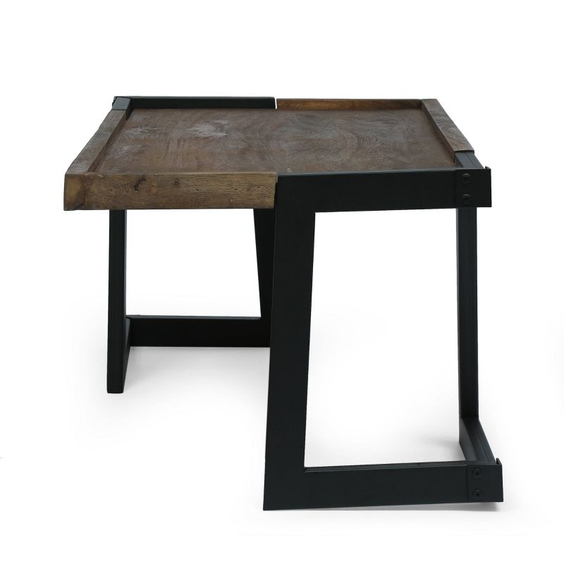 Vandalia Modern Industrial Handcrafted Mango Wood Coffee Table Dark Brown/Black - Christopher Knight Home