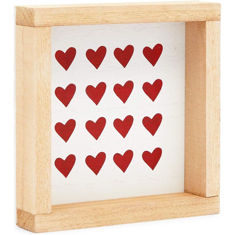 Farmlyn Creek 3 Pieces Wood Blocks Set for Valentine's Day Decor, XOXO, Hearts, Be Mine (6 x 6 in)