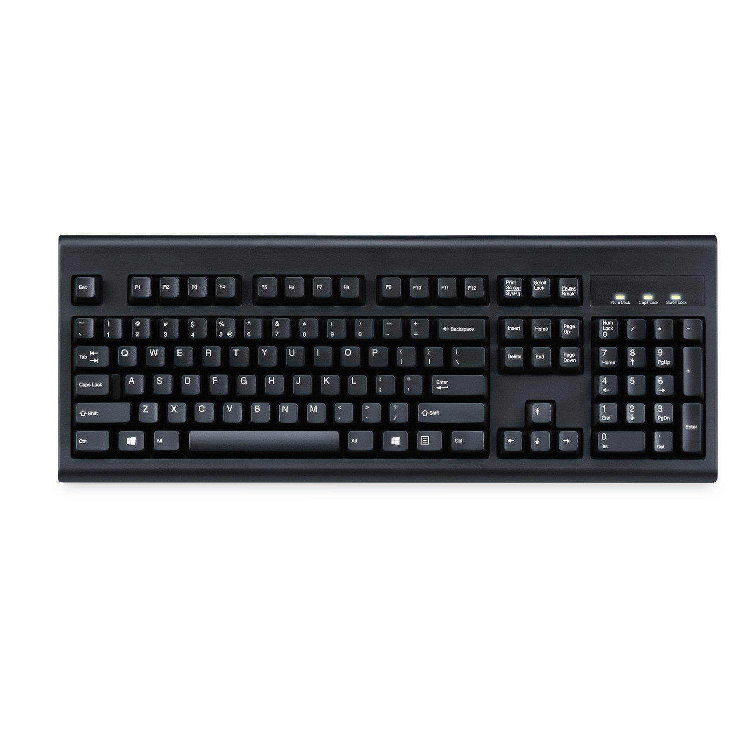 Perixx PERIBOARD-106 US B, Performance wired keyboard - 20 Million Key Press Life - Full Size 17.9"x6.6"x1.7" - Black