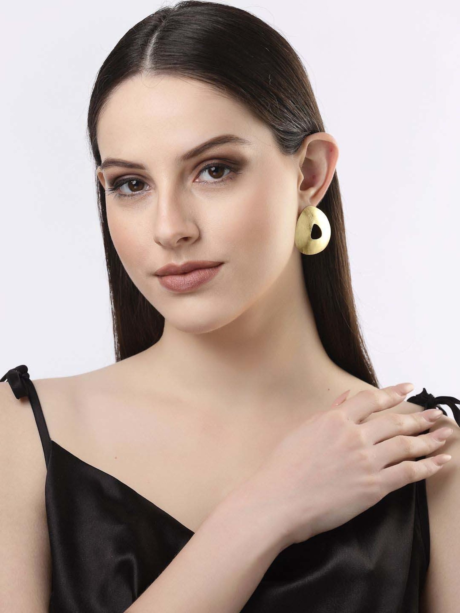 NVR Gold-plated Alloy Triangular Drop Earrings for Women
