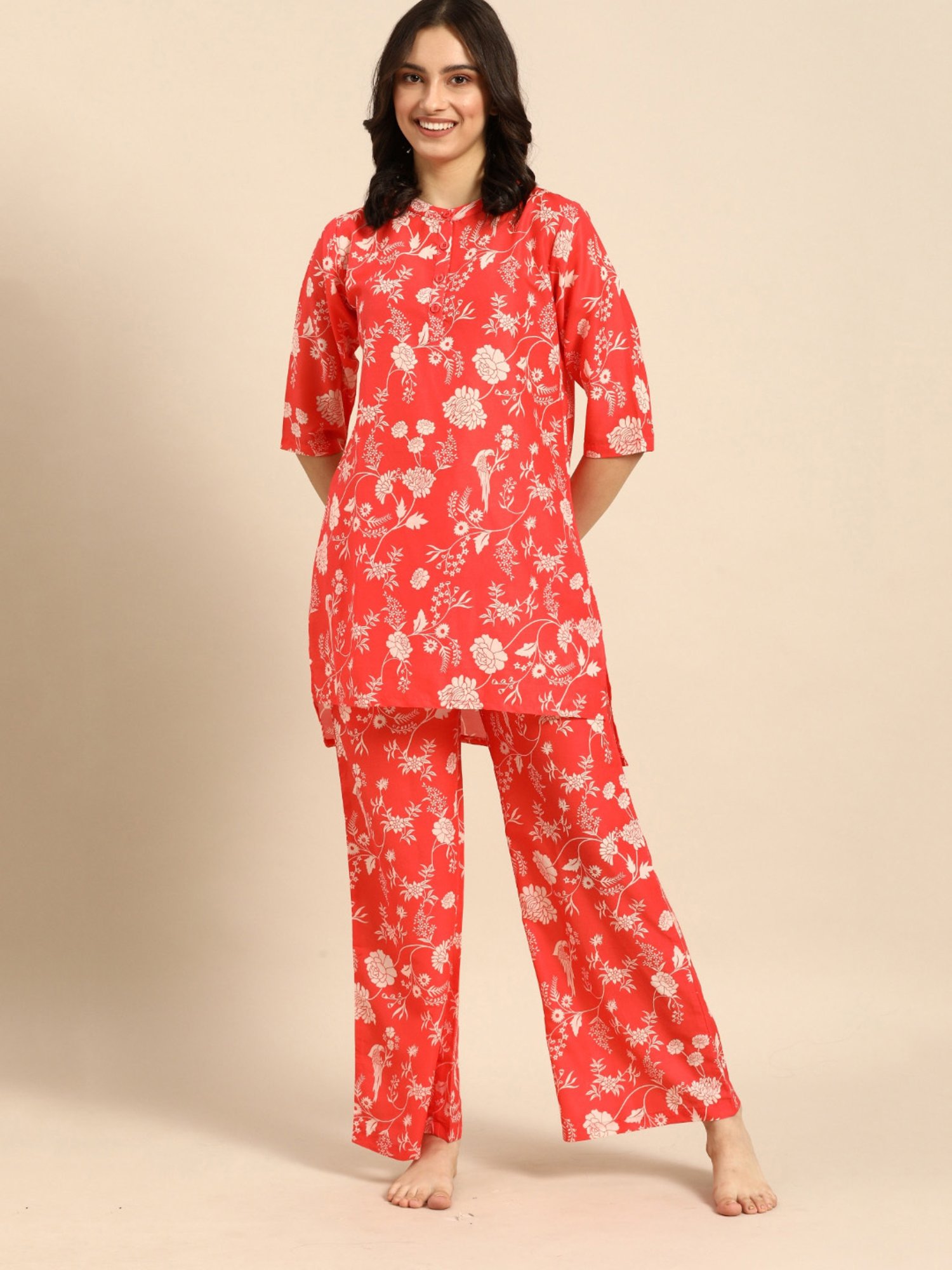 Clt.s Orange Printed Tunic With Palazzos