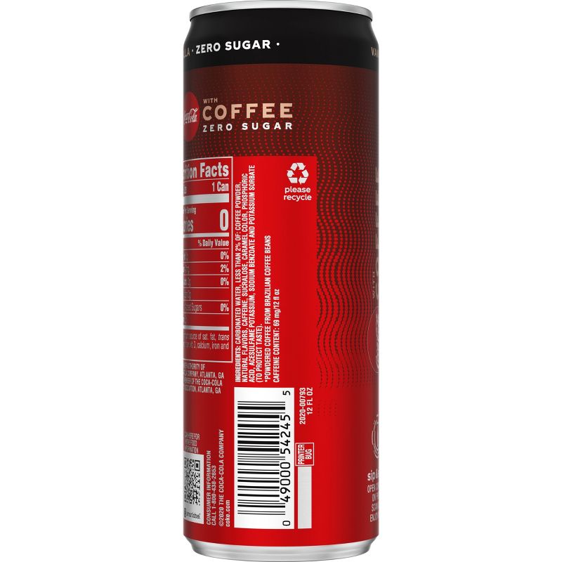 Coca-Cola with Coffee Vanilla Zero Sugar - 12 fl oz Can