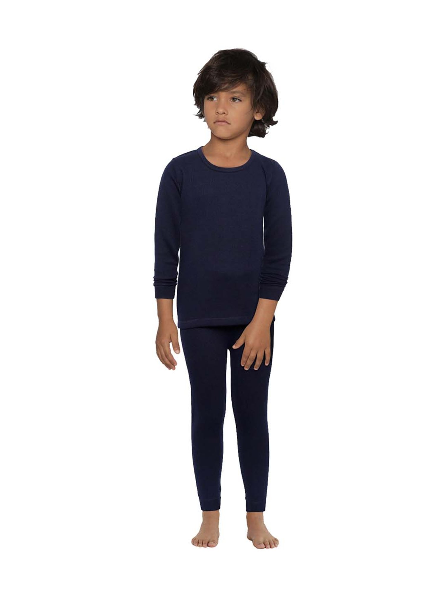 Kanvin Kids Navy Regular Fit Thermal Top & Pants Set