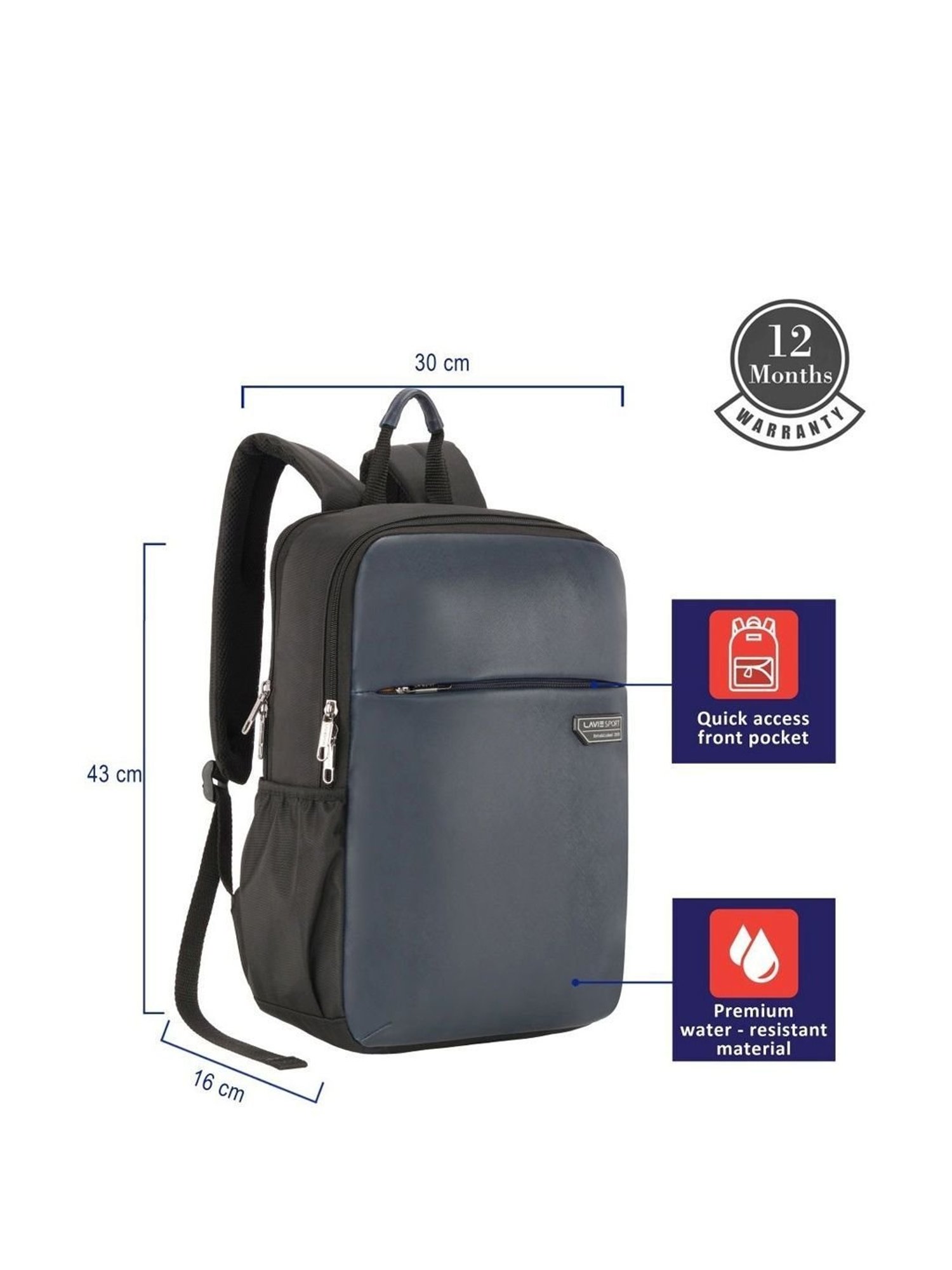 LAVIE SPORT Grey Polyester Medium Laptop Backpack