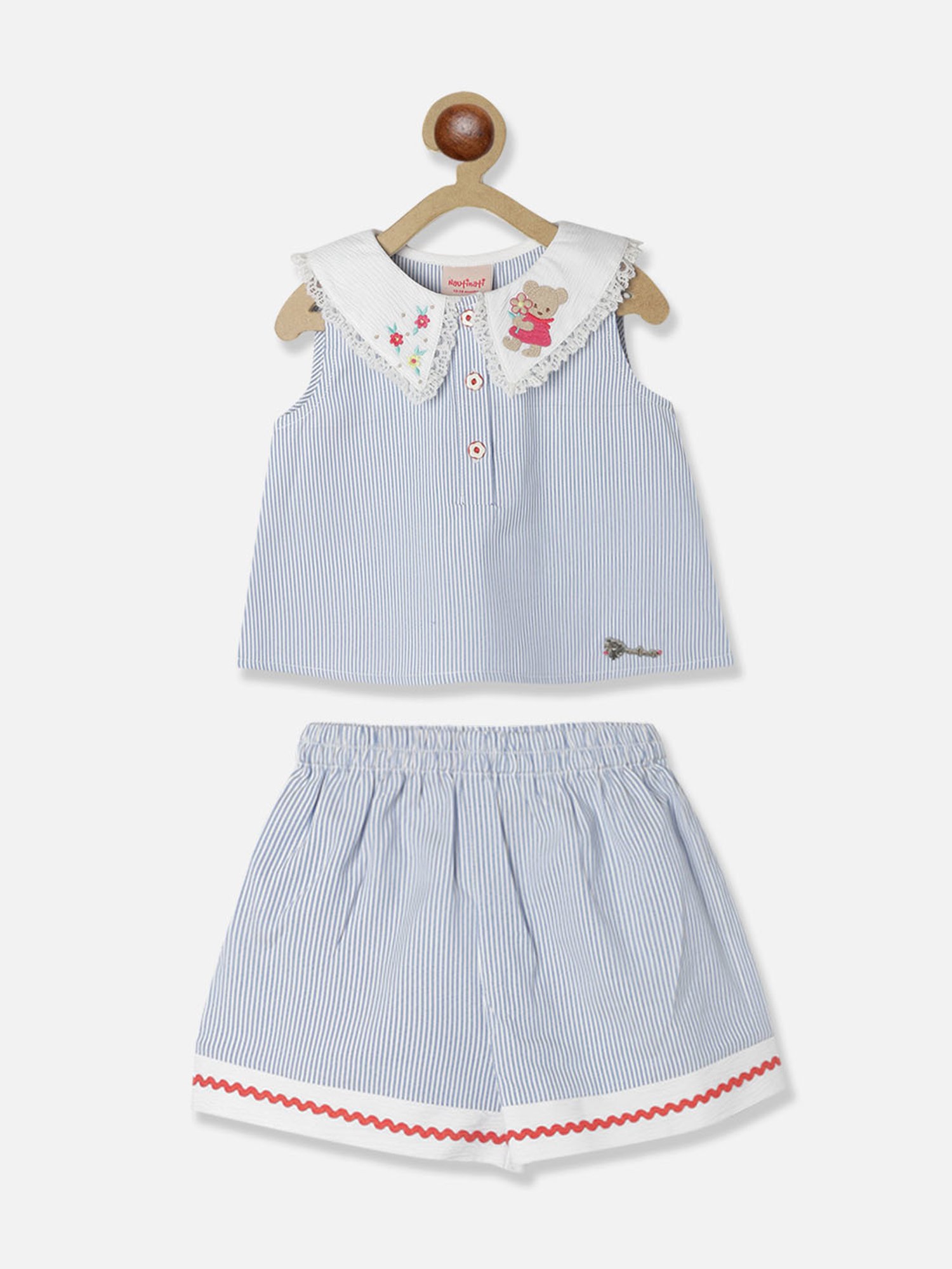 Nauti Nati Kids White & Blue Striped  Top with Skirt