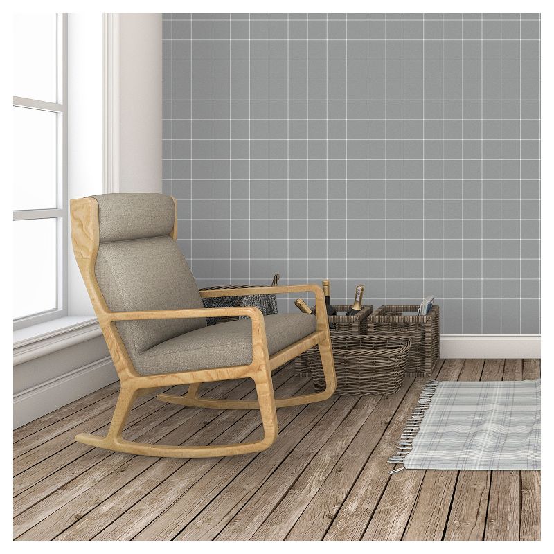 Devine Color Windowpane Plaid Peel & Stick Wallpaper Gray and White