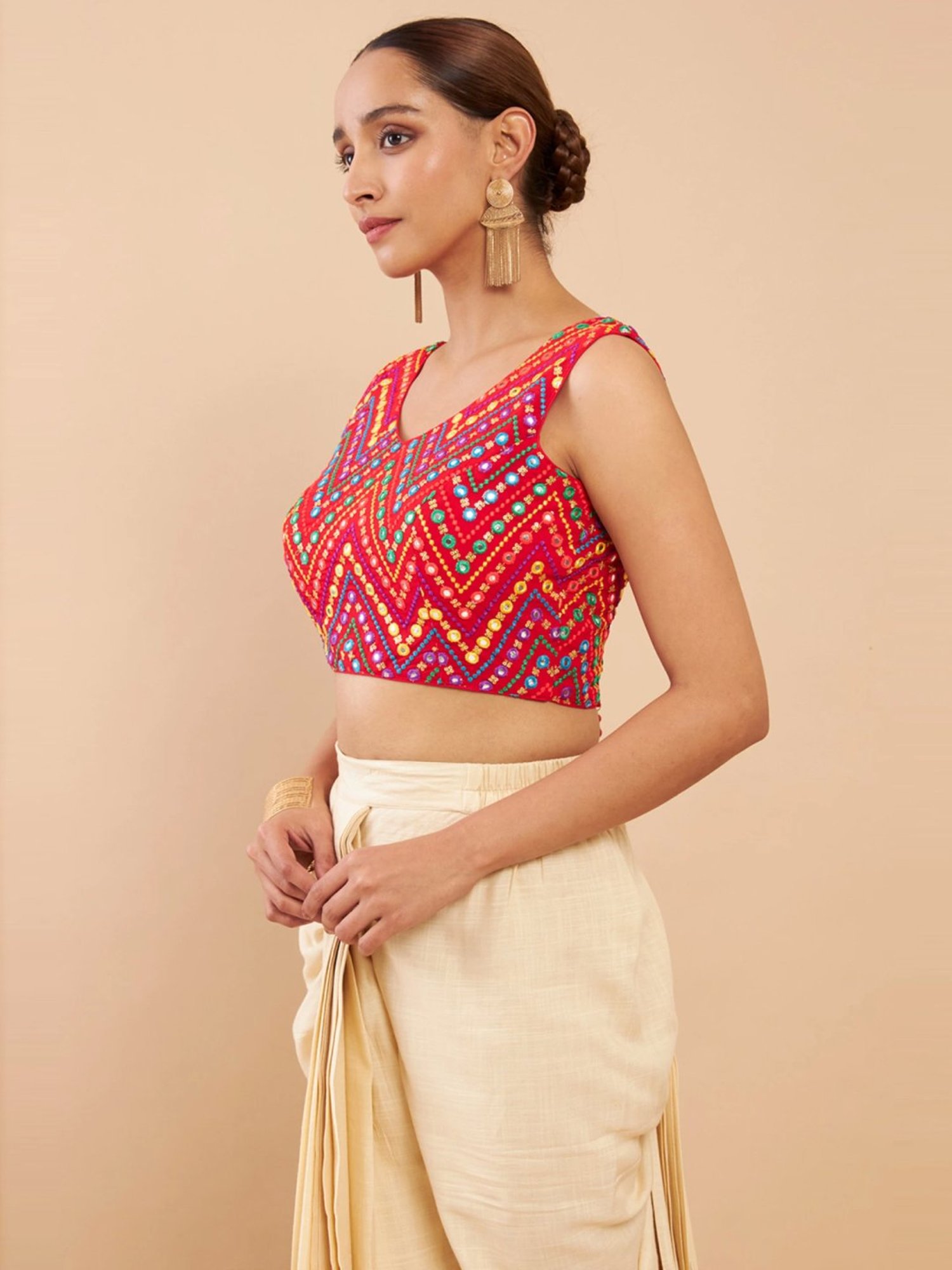 Soch Red Embroidered Readymade Blouse