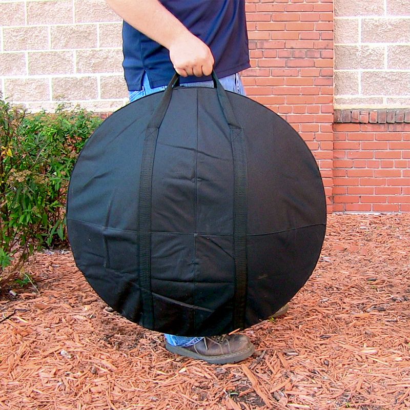 Sunnydaze Outdoor Portable Camping or Backyard Folding Round Fire Pit Bowl with Spark Screen, Log Poker, Folding Stand, and Carrying Case Cover - 29"