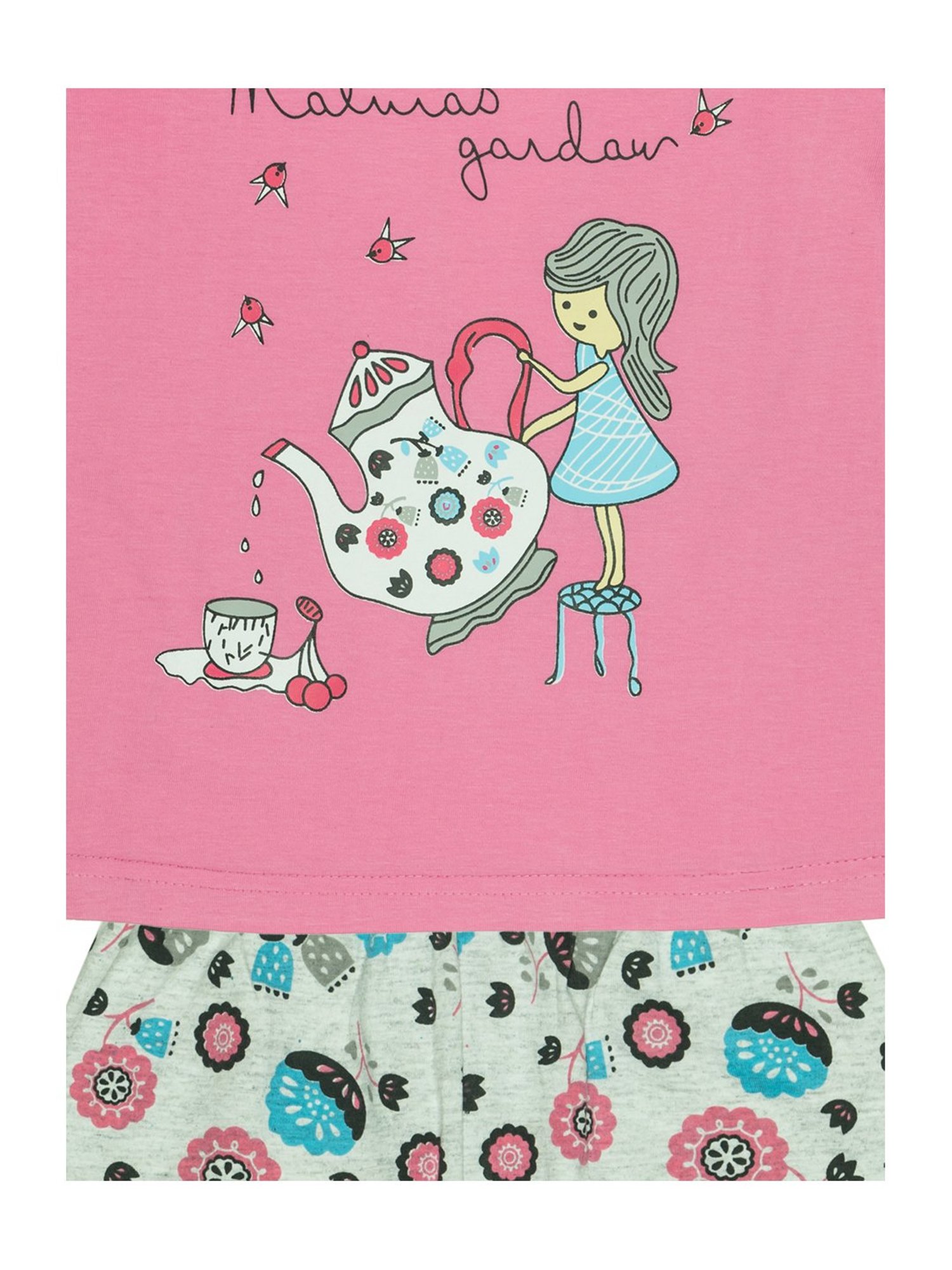 Todd N Teen Kids Pink Cotton Printed T-Shirt & Pants Set