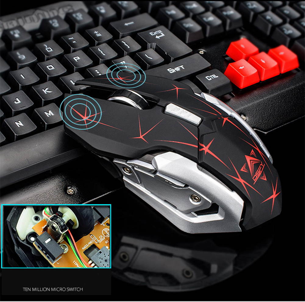 UrChoiceLtd&reg; 2017 HK1600 Gaming Keyboard & Mouse Combo Wireless Keyboards Multimedia Ergonomic Usb Smart Sleep Efficient Metal Waterproofing + 2.4GHz 6 Buttons Gaming Mouse + Mouse Pad Sets