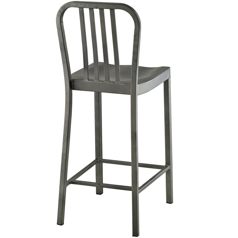 Wooden Barstool with Padded Seat and Open Backrest Blue/Brown - Benzara