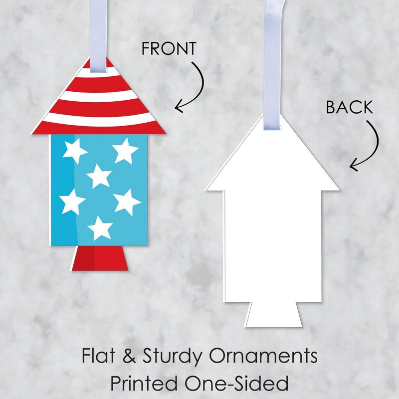 Big Dot of Happiness Firecracker 4th of July - Red, White and Royal Blue Decorations - Tree Ornaments - Set of 12