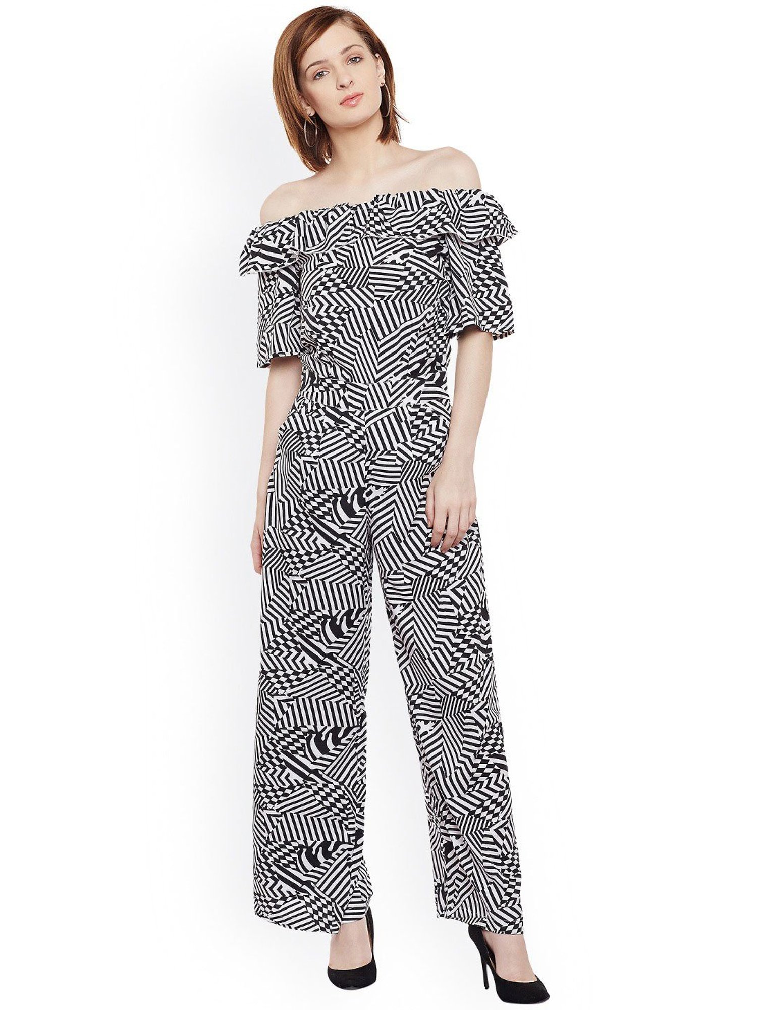Belle Fille Black & White Printed Jumpsuit