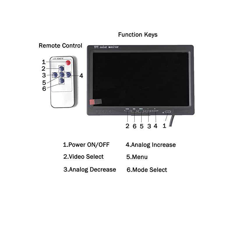 7 Inches TFT Color LCD Car Rear View Camera Monitor Support Rotating The Screen and 2 AV Inputs (7 Inch LCD Monitor)