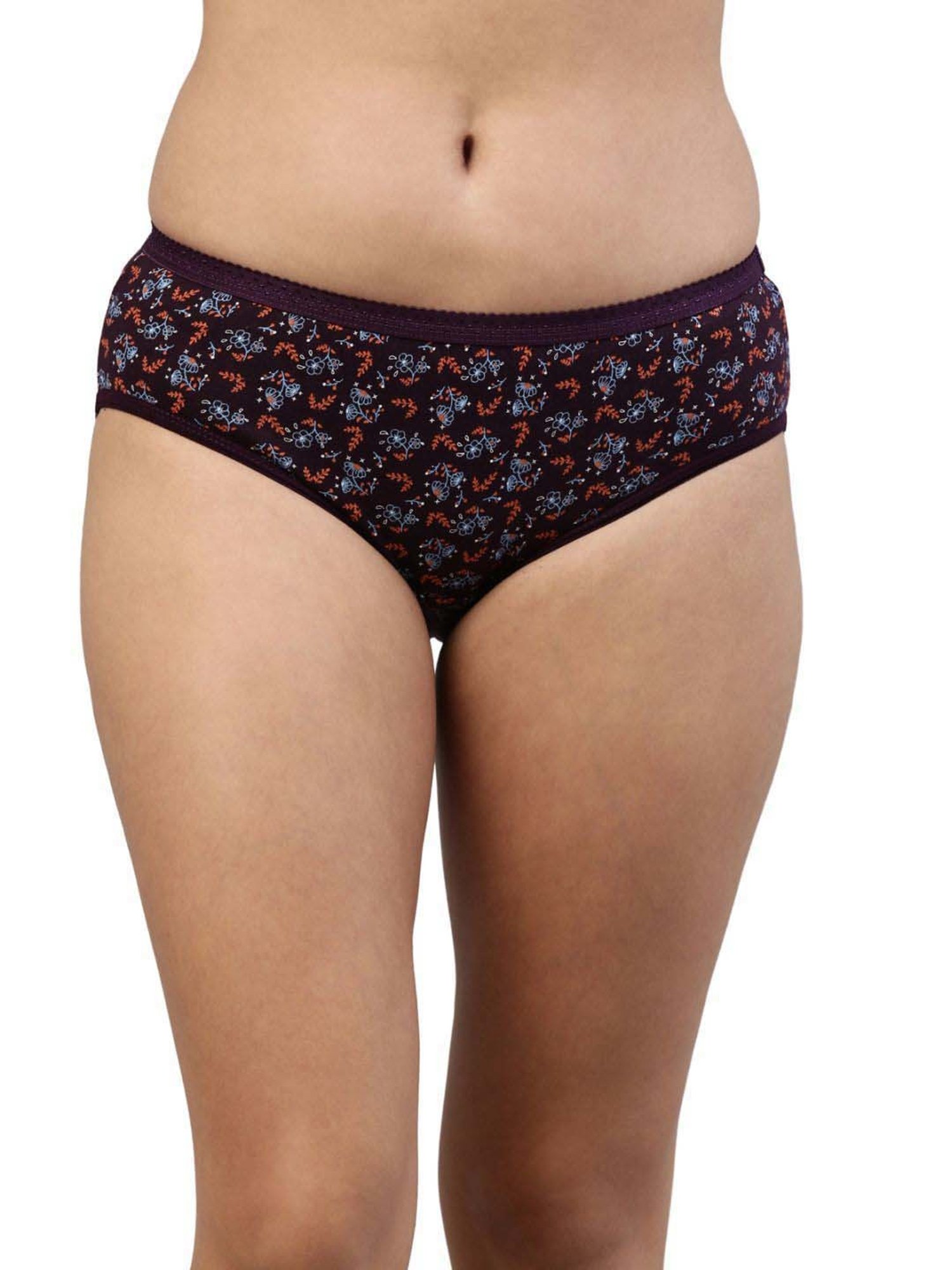 FEELINGS Black & Brown Cotton Printed Hipster Panties - Pack of 6