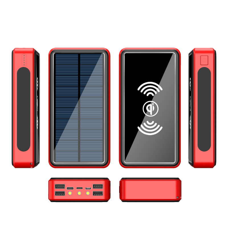 900000mAh  Qi Built-in Wireless Charge Power Bank Solar Mobile Power 4usb Charger 9V4A External Battery Bank