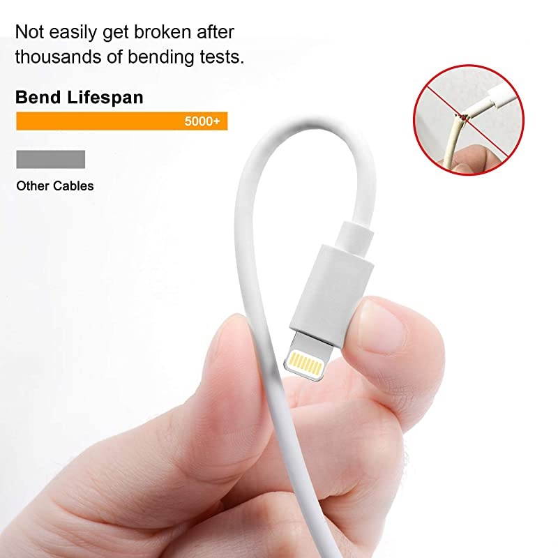 iPhone Charger, 5 Pack 3ft/3ft/3ft/6ft/10ft Lightning Cable iPhone Charging Syncing Cord Charger Cable Compatible iPhone X 8 8Plus 7 7Plus 6s 6sPlus 6 6Plus SE 5 5s 5c more