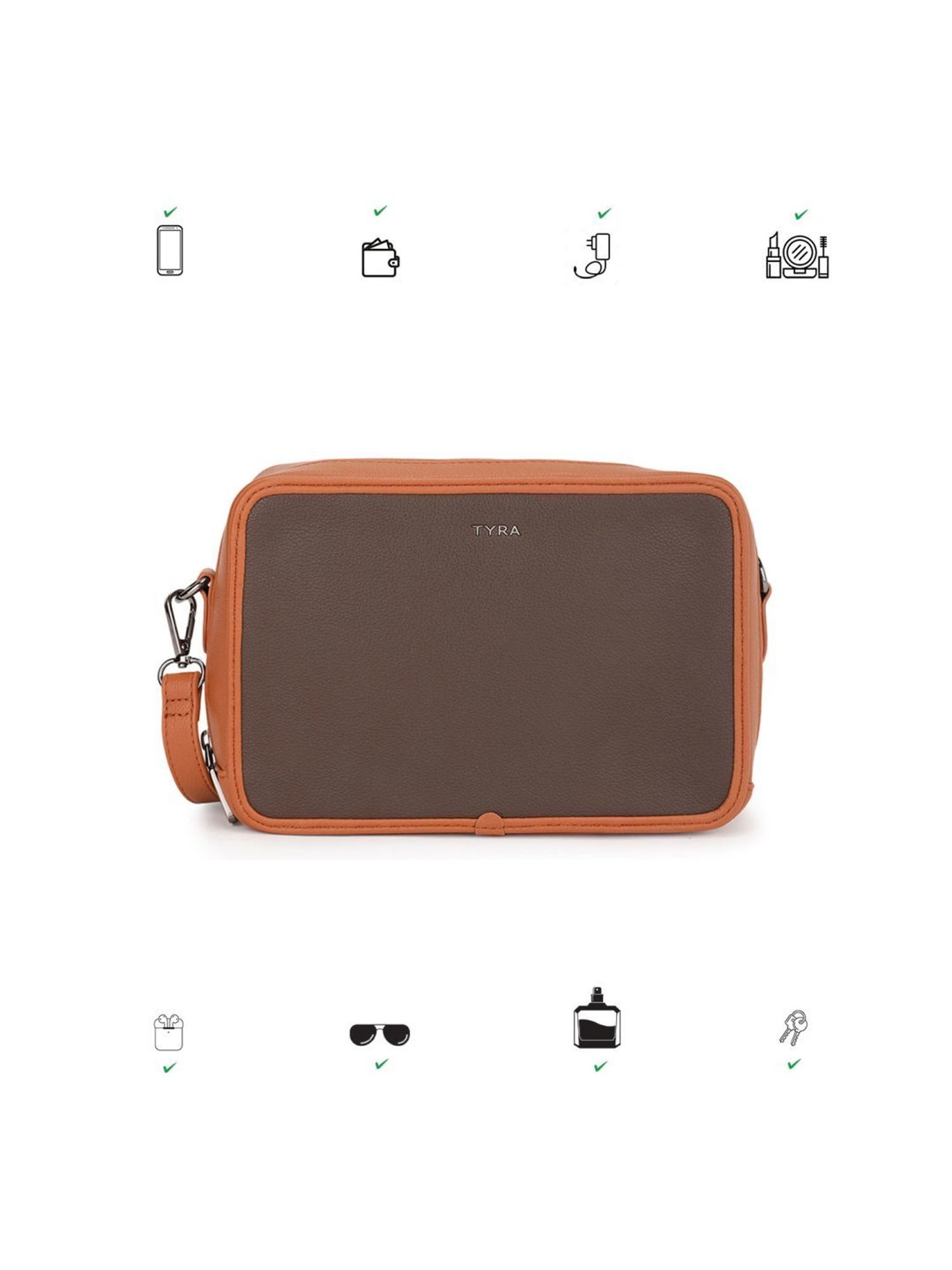 Tyra Sladison Brown Solid Faux Leather Sling Handbag