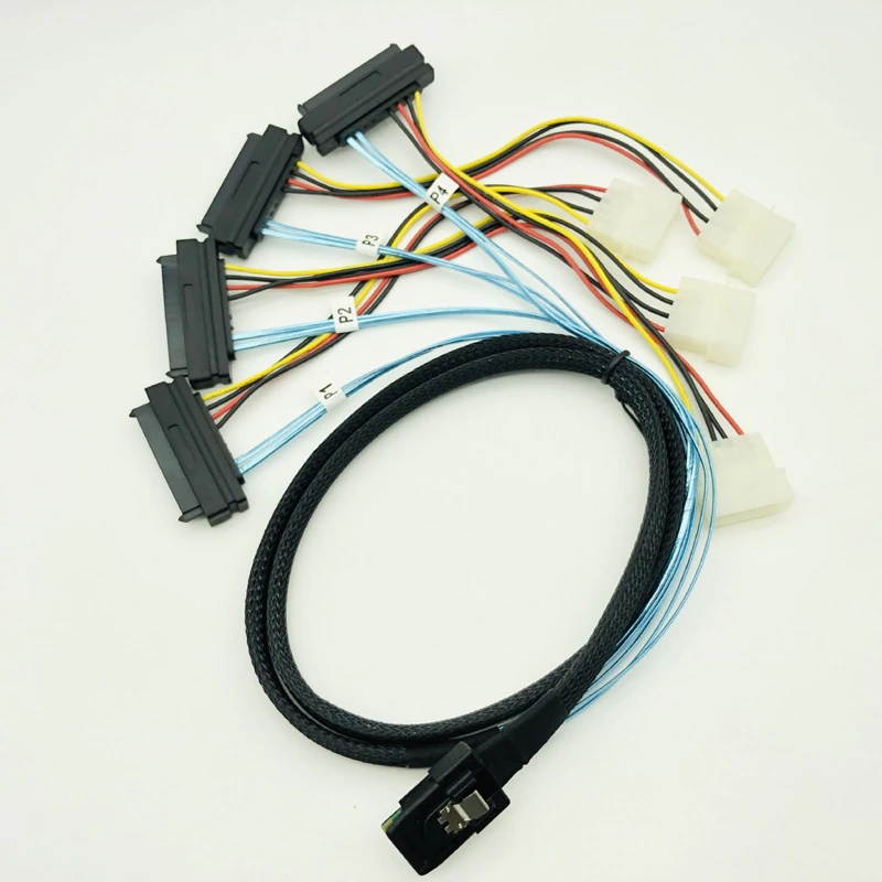 SAS SATA Cables for HDD Server Display Card MINI SAS 4i SFF-8087 36Pin To 4 SAS 29Pin Sff 8482 + 4pin Power Cable Mini SAS Cable