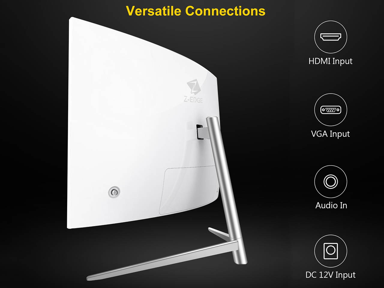 Z-EDGE U24C 24" 1080P 1920 x 1080 Full HD, 75 Hz, 5ms (MPRT) VGA+HDMI LED Backlit 2800R Curved Monitor, with Eye-Care Technology, FreeSync, Built-in Speakers