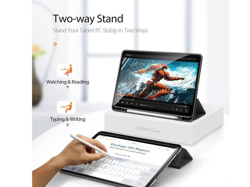 Leather Case for Pro 12.9 2020/2018,Trifold Smart Case with Auto Sleep/Wake,Slim Cover with Stand Pen Holder Soft TPU Back Cover,Support wireless Charging