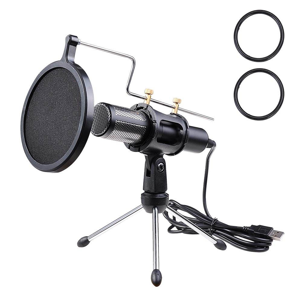 Condenser USB Microphone w/ Tripod Stand for Game Chat Studio Recording Laptop Computer