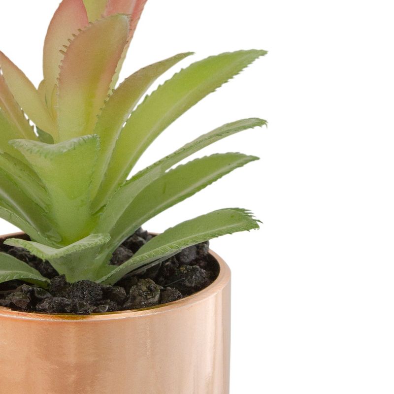 Northlight 5" Green Artificial Aloe Plant in a Rose Gold Pot