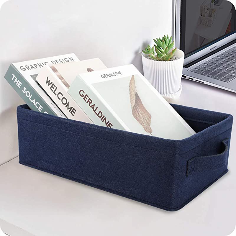 Storage Baskets Shelf Storage Baskets Navy Blue Fabric Storage Basket Bin Narrow Storage Basket for Towels Dog Cat Toys Clothes Hats Belts Dippers Baby Toys Storage Basket Little