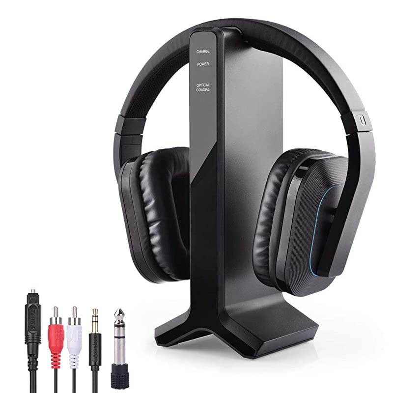 HT280 Wireless Headphones for TV Watching with 24G RF Transmitter Charging Dock Digital Optical System High Volume Headset Ideal for Seniors amp Hearing Impaired 100ft Range No Audio Delay